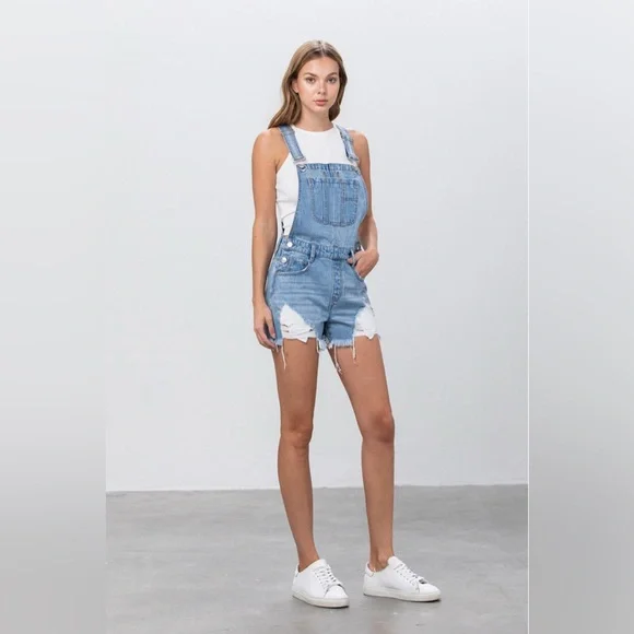 Insane Gene Jean Shorts Overalls Size Small - Picture 13 of 16